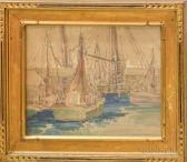 Norcross Lynn Katharine Evans 1875-1930,Fishing Vessels at a Wharf,Skinner US 2017-07-21
