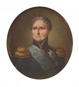NORDGREN Carl Wilhelm,Porträtt av Karl XIV Johan i uniform med serafimer,Uppsala Auction 2016-06-14