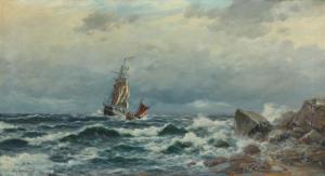 NORDLIEN Olaf 1864-1929,Marine with Danish sailing ships,Bruun Rasmussen DK 2017-02-20