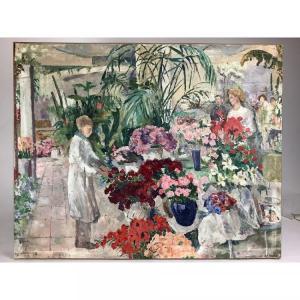 NORDMANN Germaine 1902-1997,La marchande de fleurs,1938,Herbette FR 2022-11-12