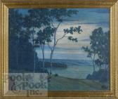 NORDMARK C.J 1900-1900,Birch Trees in Moonlight,Pook & Pook US 2012-12-14