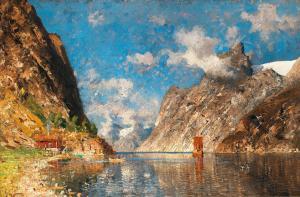 NORMANN Adelsteen 1848-1918,A fjord landscape in Norway,Palais Dorotheum AT 2023-09-07
