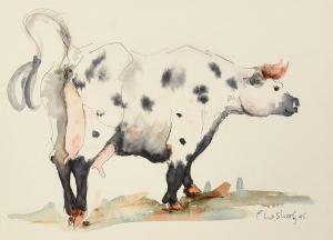 NORRINGTON Claire 1969,a study of a cow in a field,John Nicholson GB 2024-01-24