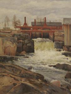 NORRMAN Herman 1864-1906,Vattenfall,1894,Uppsala Auction SE 2012-08-27