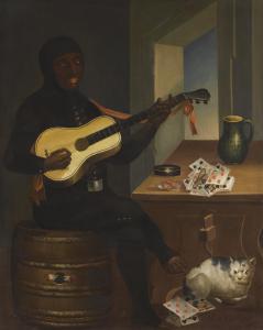 NORTH ITALIAN SCHOOL,AN INTERIOR WITH A MAN PLAYING THE GUITAR BESIDE A,Sotheby's GB 2012-05-02