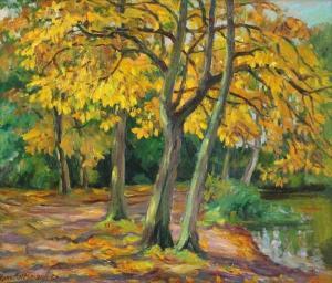 NORTHMANN Hans 1883-1972,Bäume im Herbst am Teich,1950,Eva Aldag DE 2013-05-25