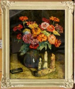 NORTIER Jan Willem 1864-1931,stillleven met chinese beeldjes en bloemen,1926,Venduehuis 2012-04-18