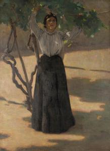 NORTON Clara Mamre 1883-1941,Woman Standing Beneath an Arbor,William Doyle US 2018-06-27