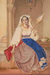NOTZ Johannes 1802-1862,Junge Italienerin mit Spindel,Schuler CH 2021-06-16