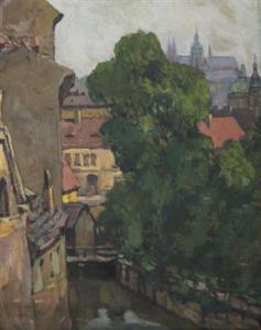 NOVAK Josef 1888,A View of Prague Castle from Kampa,1919,Palais Dorotheum AT 2018-03-10