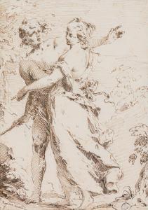 NOVELLI Pier Antonio III 1729-1804,Couple dans un paysage Marsyas et Cupidon,Joron-Derem 2023-12-20