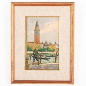 NOVO Stefano 1862-1927,Canale a Venezia con figura,Wannenes Art Auctions IT 2024-02-06