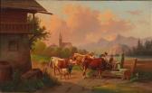 NOWEY Adolf 1835,Cows with Herder and Herdswoman at the Trough,Palais Dorotheum AT 2016-06-30