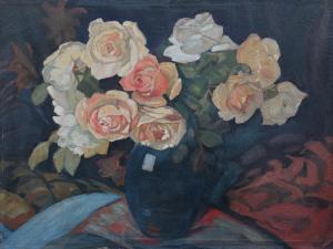 NOWOTNOWA Janina 1887-1963,Żółte róże w wazonie,1938,Rempex PL 2023-09-06