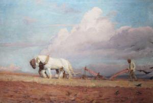 NOYES Dora 1800-1900,Ploughing scene,1895,Gorringes GB 2014-05-14