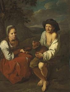NUÑEZ DE VILLAVICENCIO Pedro 1644-1700,Two young peasants in a landscape,Christie's GB 2011-07-05