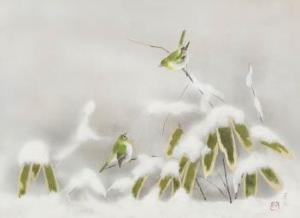 NUMATA Yasuhiro,Snow and small birds,Mainichi Auction JP 2023-01-13