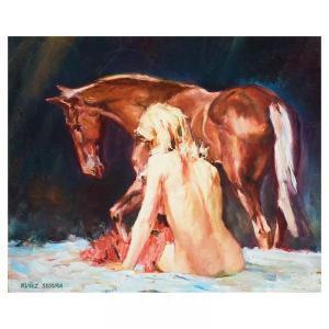NUNEZ SEGURA Jordi 1932,Desnudo femenino y caballo,Lamas Bolaño ES 2020-09-21