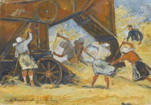 NURENBERG Amshei 1887-1979,'RED BANNER' COMMUNE, THRESHING,1929,Sotheby's GB 2015-12-01