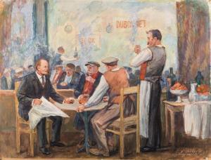 NURENBERG Amshei 1887-1979,Lenin at a Worker``s Cafe,Shapiro Auctions US 2016-09-17