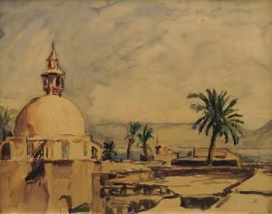 NUSSBAUM Jakob 1873-1941,View of a domed building and palm trees,Rosebery's GB 2019-04-13
