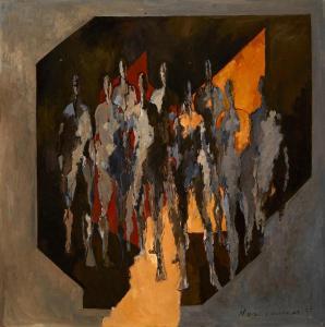 NUSSBAUMER PAUL 1934-1990,Komposition mit 9 Figuren,1977,Zofingen CH 2022-11-26