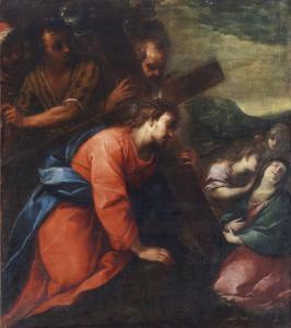 NUVOLONE Carlo Francesco 1609-1702,Cristo sul calvario cade sotto la cro,Capitolium Art Casa d'Aste 2023-12-13