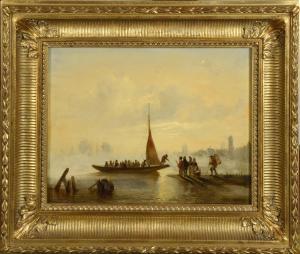 NUYEN Wijnand Jan Joseph 1813-1839,L'arrivée du Bateau à Quai,Galerie Moderne BE 2024-02-19