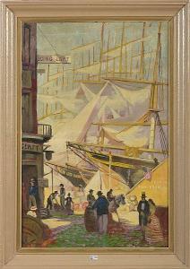 NUYTTENS Josef Pierre 1885-1960,Vue du port de San Francisco animé,1921,VanDerKindere BE 2021-12-07