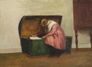 NYBO Poul Friis 1869-1929,Girl by Baroque chest,Bruun Rasmussen DK 2019-03-18