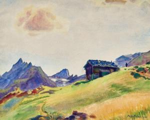 NYFELER Albert 1883-1969,Sommer auf der Lauchernalp mit Manjinghorn,1930,Dobiaschofsky CH 2023-11-08