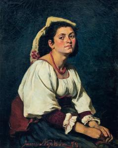 NYSTRÖM Jenny 1854-1946,Italiensk bondkvinna,1878,Uppsala Auction SE 2022-06-15