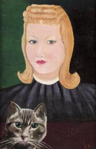 O'BRADY Gertrude 1901-1985,Portrait de jeune femme au chat,Millon & Associés FR 2017-12-02