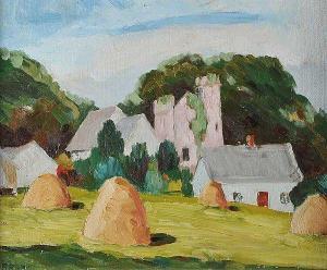 O'BRIEN Dermot 1967,FIELD OF HAYSTACKS,Ross's Auctioneers and values IE 2015-08-12