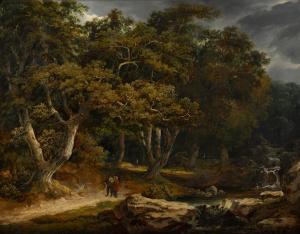 O'CONNOR James Arthur,A Clearing in a Forest with Figures on a Path by a,1825,Adams 2023-12-06