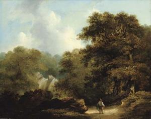 O'CONNOR James Arthur,Wooded river landscape with a figure in the foregr,1830,Christie's 2007-05-10