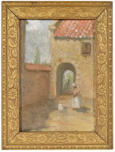 O'Neill Verner Elizabeth 1883-1979,Figures in a Courtyard,Brunk Auctions US 2024-01-11