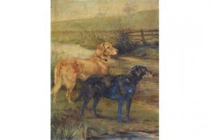 O'SHEE G P 1900-1900,Two retrievers on the bank of a river,1903,Peter Wilson GB 2015-04-29