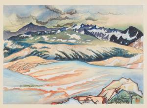 OBATA Chiura 1885-1975,Great Nature, Storm on Mount Lyell from Johnson Pe,1930,Bonhams GB 2023-10-03