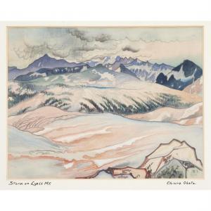 OBATA Chiura 1885-1975,Storm on Lyell Mountain (from the World Landscape,1930,Clars Auction Gallery 2023-01-13