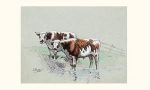 OBERTHUR Joseph 1872-1956,vaches à la mare,Mercier & Cie FR 2006-02-12