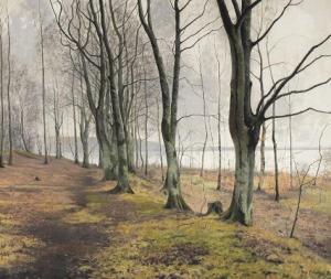 OBRO Aage 1884-1978,A forest with sea view at spring,1921,Bruun Rasmussen DK 2019-04-08
