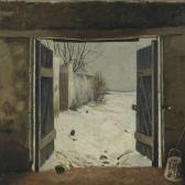 OBRO Aage 1884-1978,A view trough an open stable door,Bruun Rasmussen DK 2010-11-29
