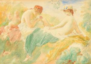OBROVSKY Jakub,scantily clad figures sunbathing in a landscape,1917,John Nicholson 2022-10-05