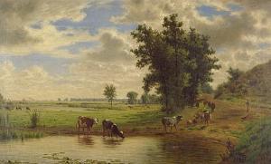 OCKEL Eduard 1834-1910,Herbstliche Landschaft mit Kühen,Galerie Bassenge DE 2016-05-28