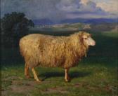 OCKEL Eduard 1834-1910,Portrait of a sheep in front of a landscape,Van Ham DE 2007-07-05