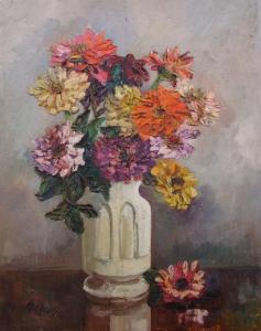 ODDIE Mary E 1900-1900,Dahlias in a white ceramic vase,Dickins GB 2009-03-14