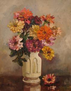 ODDIE Mary E 1900-1900,Dahlias in a white ceramic vase,Dickins GB 2008-09-20