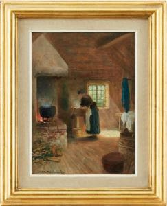 ODELMARK Frans Wilhelm 1849-1937,Kvinna bykar tvätten,Uppsala Auction SE 2023-08-15