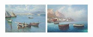 ODIERNA Guido 1913-1991,Fishing boats moored off the coast, Capri,Christie's GB 2015-01-21